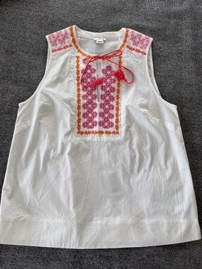JCREW SLEEVELESS EMBROIDERED BLOUSE